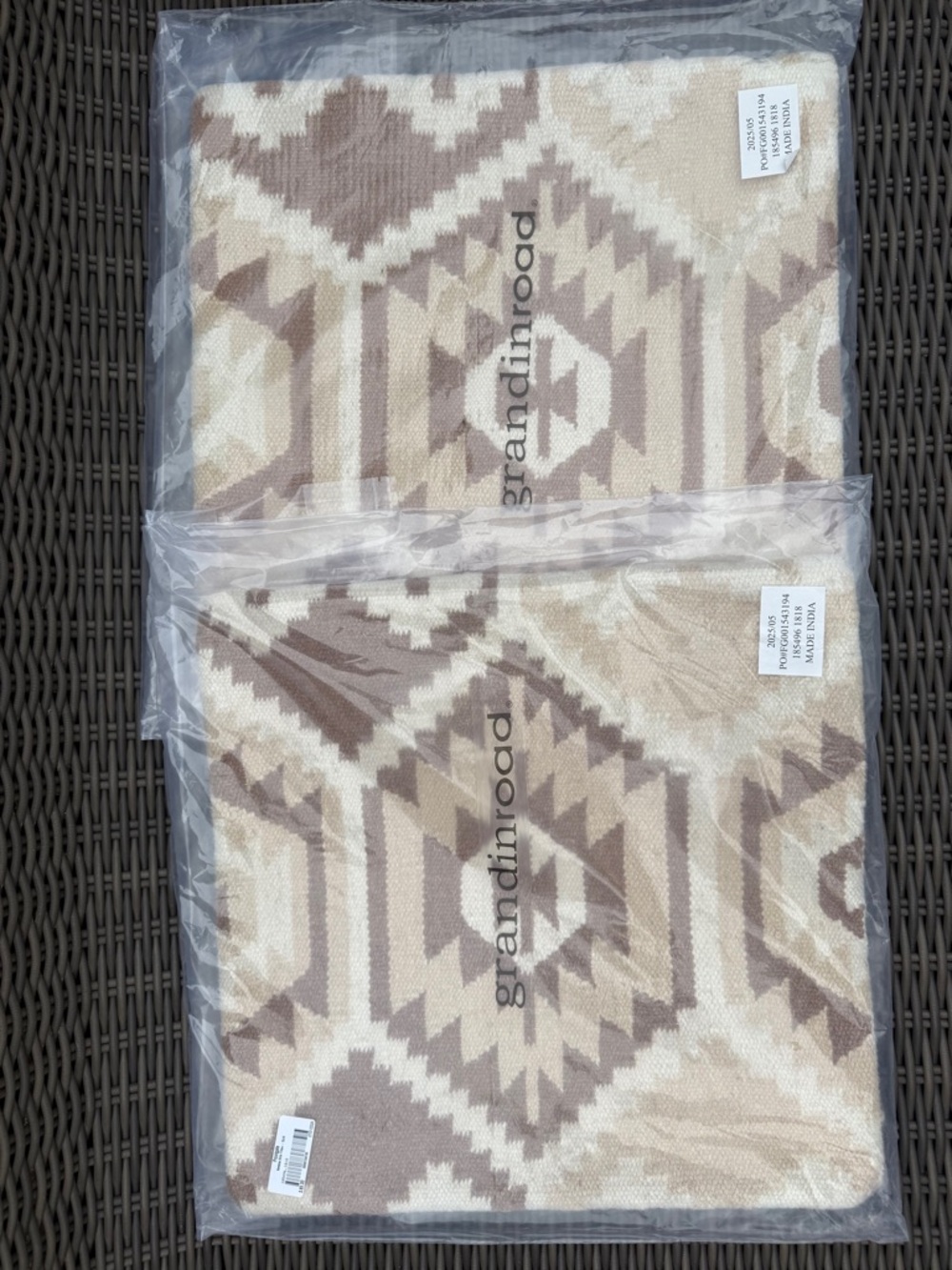 Grandin Road Neutral Aztec Pillow Covers - NWT